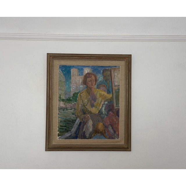 Original Swedish Oil on Canvas – “Women in Yellow” by Margareta Wallin Kylander – Vintage & Framed – 71 × 63 cm (28.0" ×...
