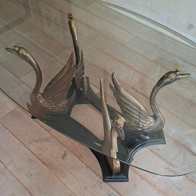 Brass Swan Coffee Table, 1970s For Sale - Image 6 of 8