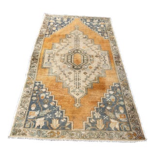 Turkish Oushak Tribal Floor Rug - 4′2″ × 7′8″ For Sale