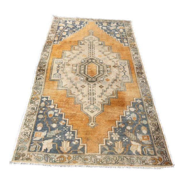Turkish Oushak Tribal Floor Rug - 4′2″ × 7′8″ For Sale