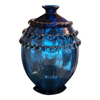 Attributed to NasonMoretti / Carlo Nason (Murano) Cerulean Blue Rigaree 5.3lb Va For Sale