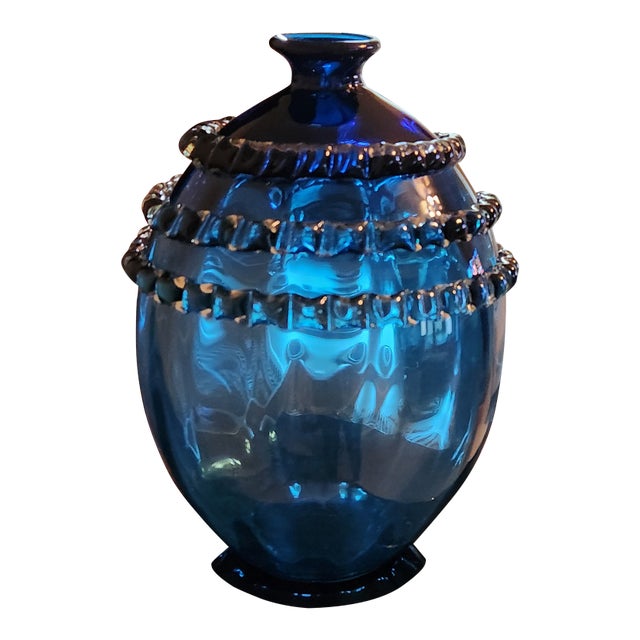 Attributed to NasonMoretti / Carlo Nason (Murano) Cerulean Blue Rigaree 5.3lb Va For Sale