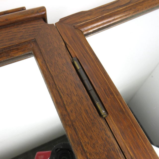Art Deco Oak Tri Fold Wall Mirror Cabinet with Parchment Panels, 1930 For Sale - Image 12 of 18