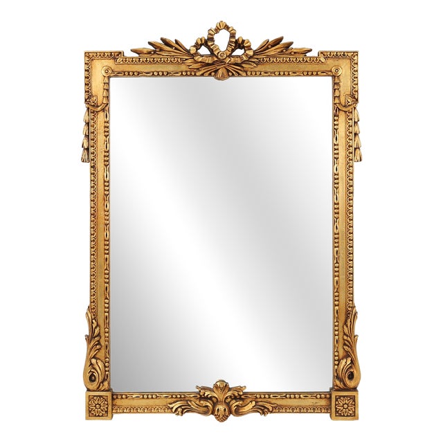 Baroque Gilt Carved Wooden Wall Mirror, Belgium 1950s For Sale
