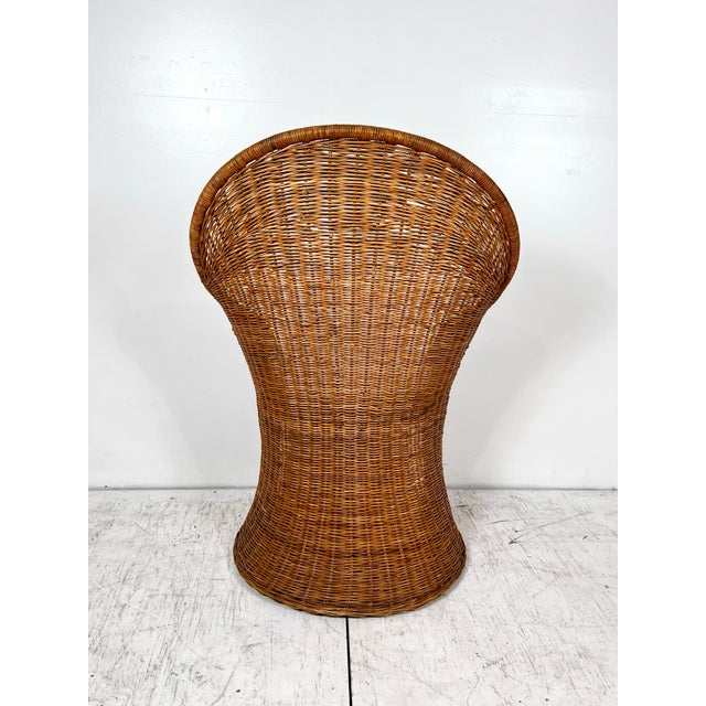Wood Vintage Fan Back Wicker Chair For Sale - Image 7 of 12