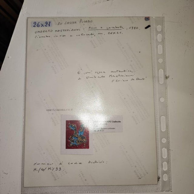 Umberto Mastroianni, Acco E Parabolica, 1980, Engraved and Colored Lead Painting, Framed For Sale - Image 5 of 15