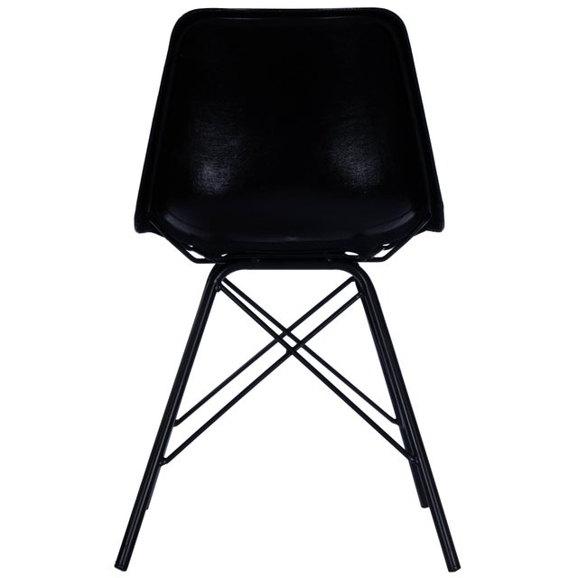 Inland Leather Side Chair, Black For Sale In Chicago - Image 6 of 8