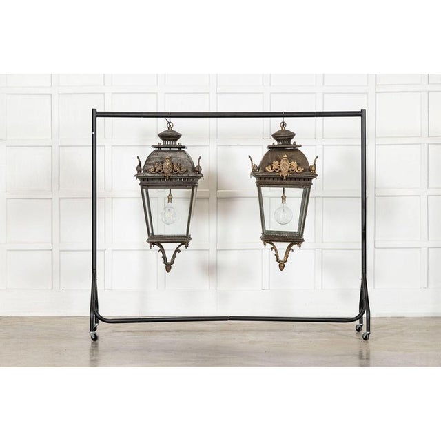 Large French Bronze and Iron Lantern For Sale - Image 10 of 10