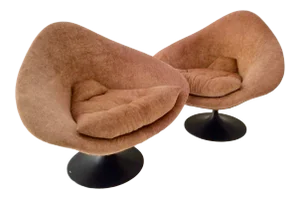 Vintage Original Mid Century Modern Swivel Chairs - a Pair