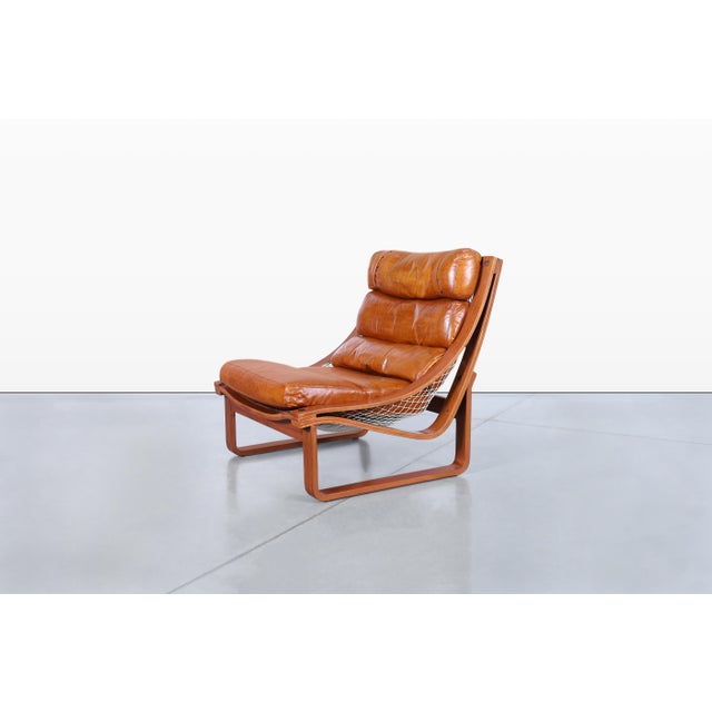 Wood Vintage Leather and Teak T4 Lounge Chairs by Fred Lowen for Tessa For Sale - Image 7 of 14