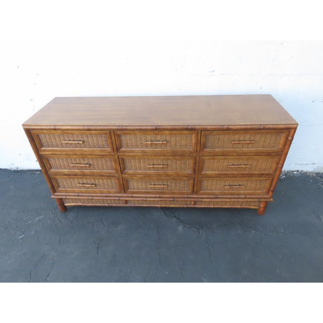 American of Martinsville Hollywood Regency Woven Rattan Dresser 6448 For Sale - Image 12 of 18