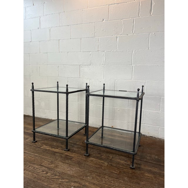 Claudio Rayes Pair of Claudio Rayes Iron Side Tables For Sale - Image 4 of 7