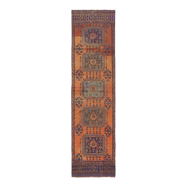 Decorative Vintage Turkish Runner Rug - 3`0" X 11`6" For Sale