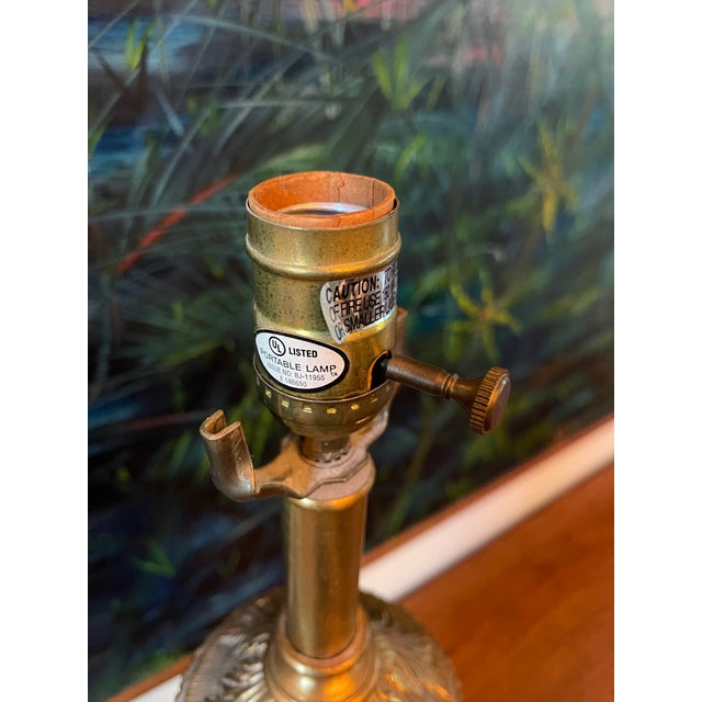 Late 20th Century Theodore Alexander Black Lacquer and Gilt Leaf Column Table Lamp For Sale - Image 5 of 9