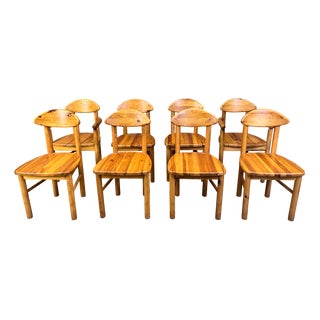 Vintage Pine Dining Chairs, 1980s, Set of 8 For Sale