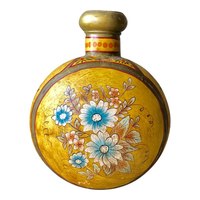 Vintage Decorative Painted Tole Ware Urn For Sale