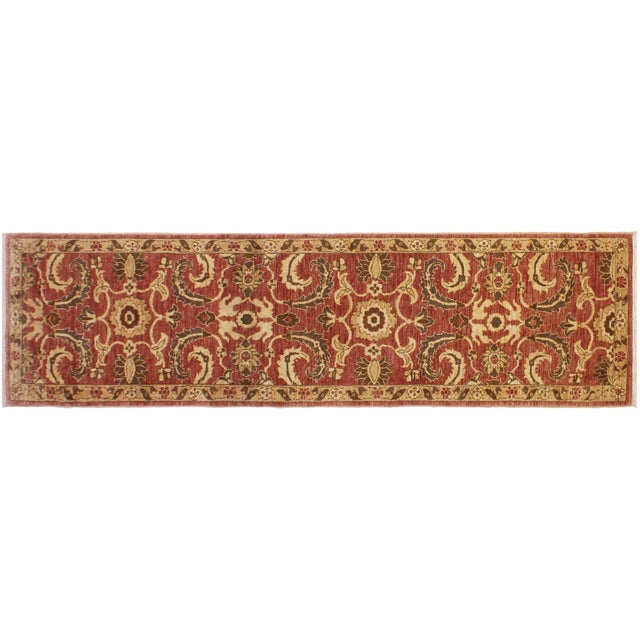 Shabby Chic Ziegler 1990's Rose/Gold Wool Runner Rug- 3'1'' X 12'3'' For Sale - Image 9 of 10