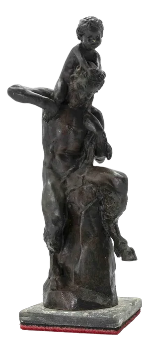 Aurelio Mistruzzi, Satyr and Baby, Bronze Sculpture, 1980