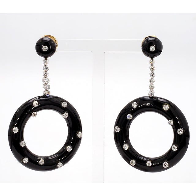 18th Century Onyx Deco Style Earrings- Set of 2 For Sale In New York - Image 6 of 6