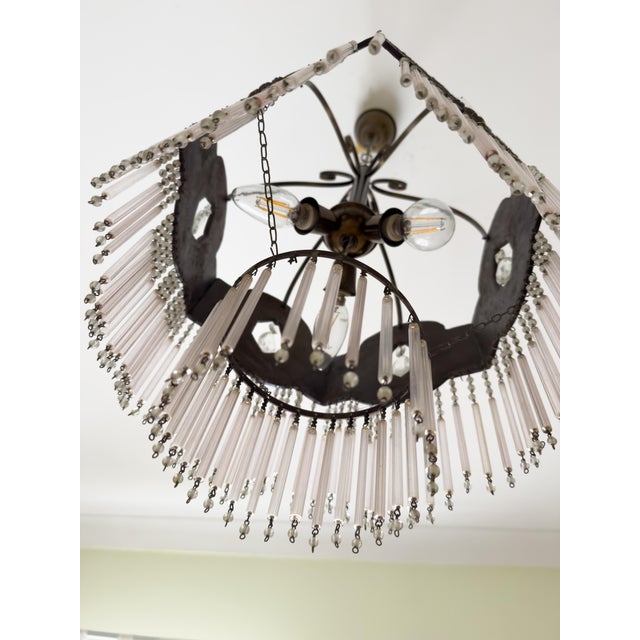 White Mid-Century Metal and Glass Ceiling Lamp, 20th Century For Sale - Image 8 of 14