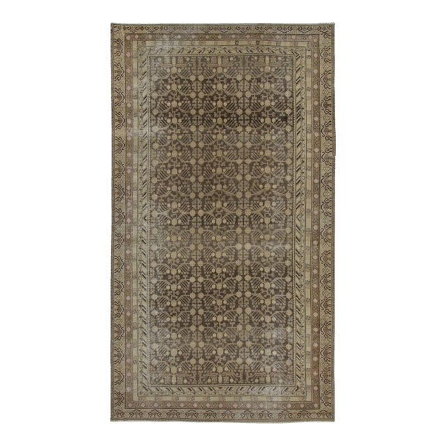 Antique Distressed Khotan Runner With Pomegranates & Vinery in Green - Rug & Kilim For Sale