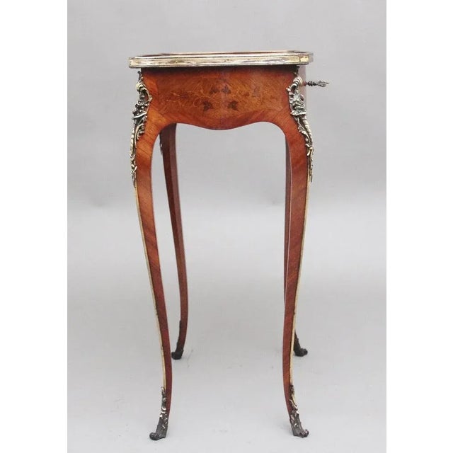 Brown 19th Century French Freestanding Kingwood and Marquetry Side Table, 1880s For Sale - Image 8 of 13