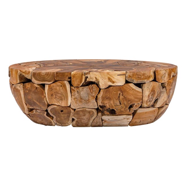 Oval Teak Root Coffee Table For Sale