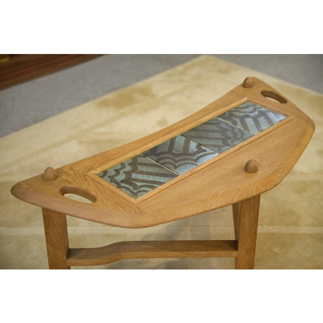 Guillerme et Chambron Oak and Ceramic Coffee Table by Guillerme et Chambron for Votre Maison, 1950s For Sale - Image 4 of 11