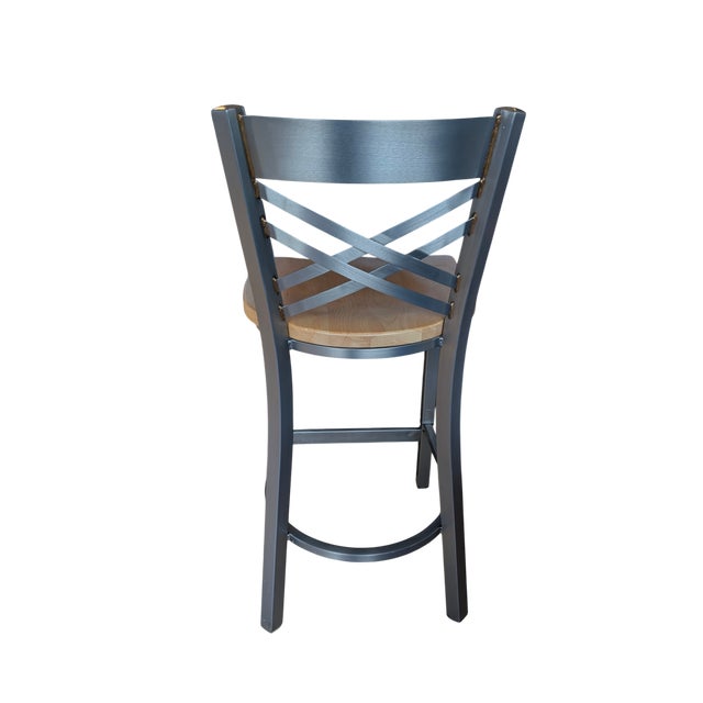 Wood Holland Catalina Solid Maple & Stainless Steel Counter Stool Set of 3 For Sale - Image 7 of 17
