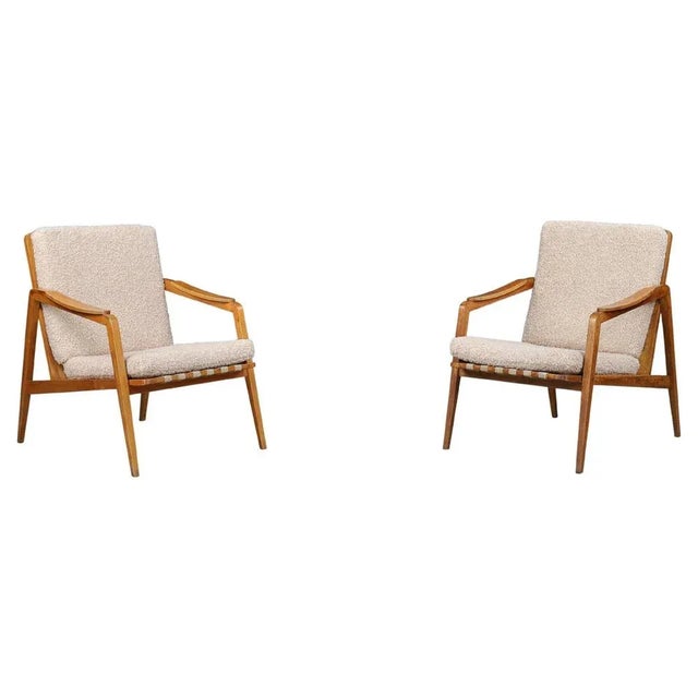 Mid-Century Lounge Chairs in French Ash with New Teddy Upholstery, 1960s, Set of 2 For Sale - Image 11 of 11