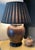 Japanese 19th Century Japanese Ceramic Drip Glazed Chocolate Lamp With Original Silk Lamshade For Sale - Image 3 of 12