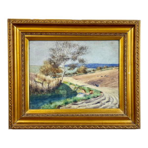 James N. McLaurin "Scottish Landscape" Original Watercolor (1890) - Victorian Pastoral