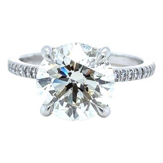 18ct White Gold Round Brilliant Cut Diamond Ring 4.42ct 5.42g, Size 6.75 For Sale