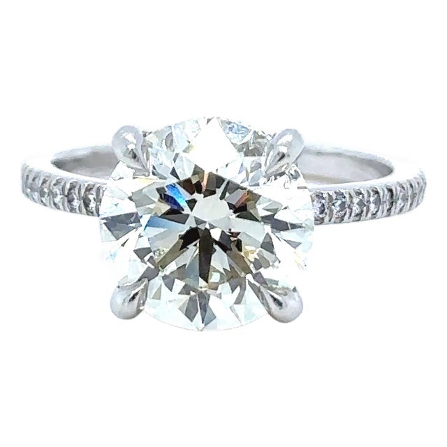 18ct White Gold Round Brilliant Cut Diamond Ring 4.42ct 5.42g, Size 6.75 For Sale