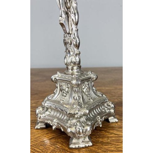 Vintage French Style Metal Ornate Religious Altar Cross For Sale - Image 9 of 12