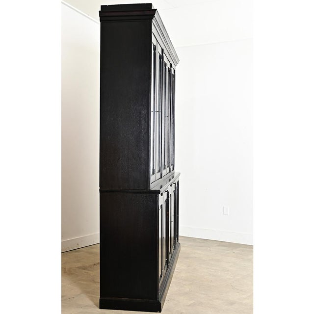 Victorian English Antique Painted & Ebonized Large Bookcase For Sale - Image 3 of 14
