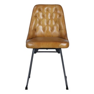 Matthew Izzo Home Verona Iron and Tufted Vintage Leather Chair For Sale