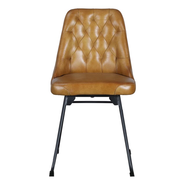 Matthew Izzo Home Verona Iron and Tufted Vintage Leather Chair For Sale