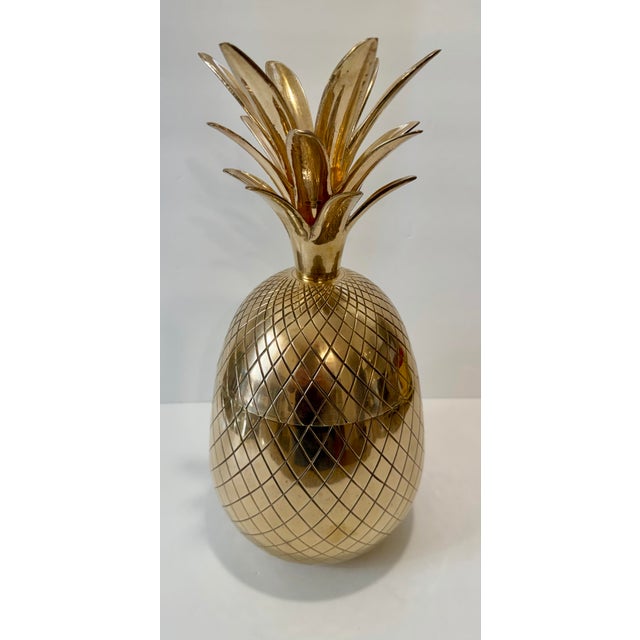 Brass 1960s Extra Large Brass Pineapple Ice Bucket, Hollywood Regency Style For Sale - Image 8 of 11