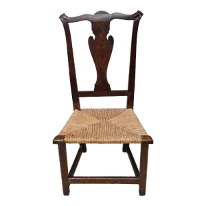 19th Century Victorian Walnut and Low Rush Seat Collector's Side Chair