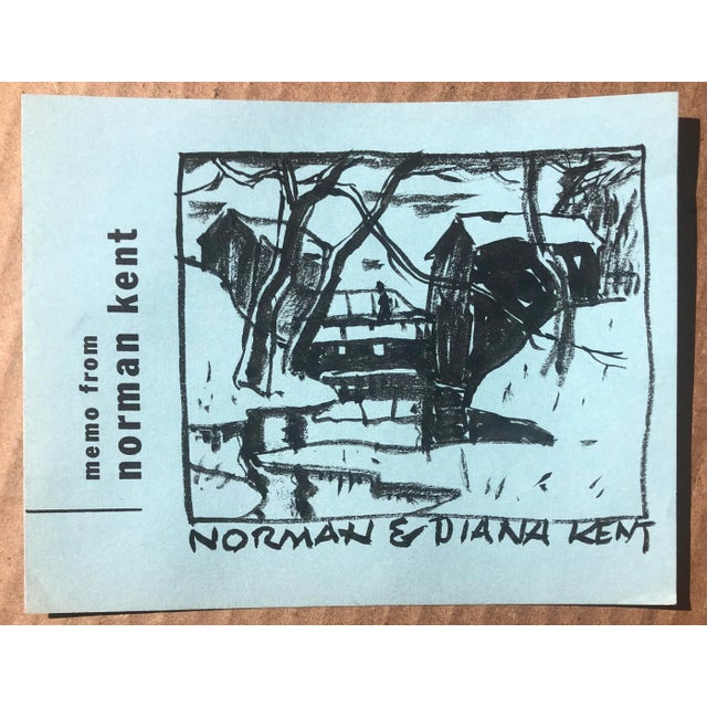 Estate stamp verso, marker drawing on Kent's personal blue note paper. Born in Pittsburgh, American artist Norman Kent...