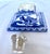 Antique English Blue & White Transferware Pyramidal Inkwell With French Glass Insert & Quill For Sale - Image 9 of 14