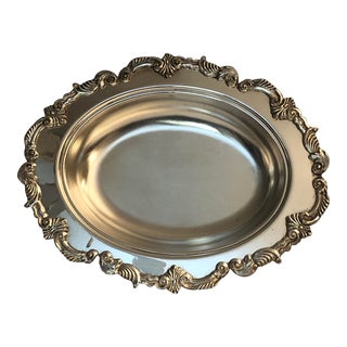 Vintage Silverplate Serving Dish With Scroll Edge For Sale