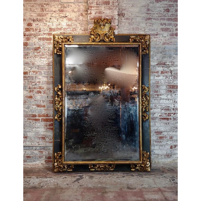 19th Century Large Antique Florentine Gilt & Ebonized Frame Mirror For Sale - Image 9 of 9