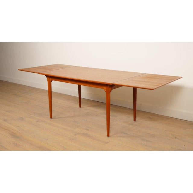 Vintage Extendable Teak Dining Table attributed to Gunni Omann for Omann Jun, 1960s For Sale - Image 3 of 13
