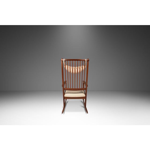 Mid-Century Scandinavian Modern Rocking Chair in Solid Teak & Bouclé by Yngve Ekström for Swedese, Sweden, C. 1960s For Sale In Orlando - Image 6 of 18
