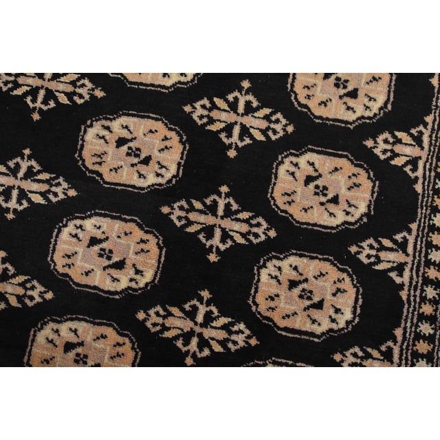 Bokhara Rug 9’2” X 12′ Black Wool Tribal Hand-Knotted Oriental Carpet For Sale - Image 4 of 13