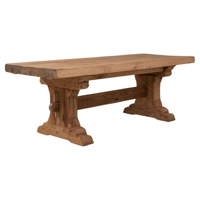 20th Century French Oak Trestle Dining Table For Sale - Image 15 of 18