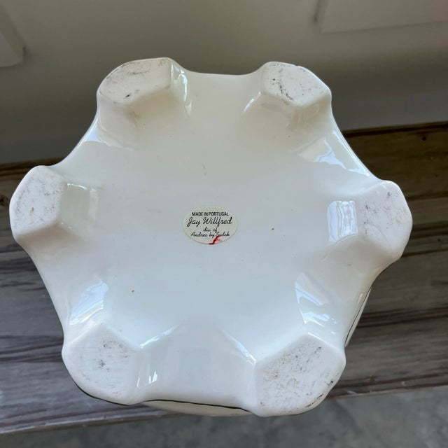 Ceramic Vintage Portuguese Lily of the Valley Hand-Painter Cachepot/Planter For Sale - Image 7 of 9