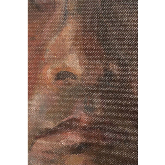 Qimin Liu Contemporary Oil Painting Portrait, 'Man with Odd Hat' For Sale - Image 11 of 12